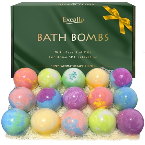 Bath Bombs for Women Gift Set, 15 Pcs Handmade Bubble Bathbombs, Shea & Coco Butter Dry Skin Moisturize, SPA Relaxing Gifts for Women & Men, Her, Girls, Wife, Birthday