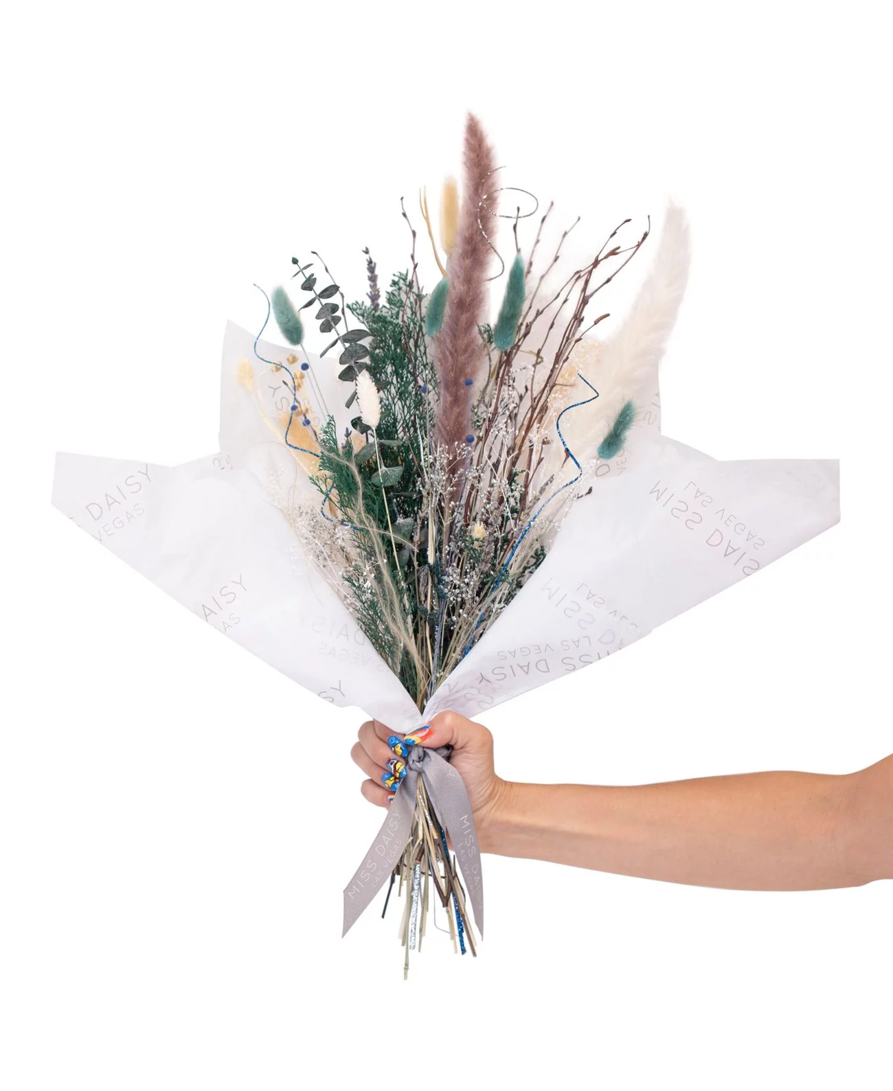 Miss Daisy Large Dried Floral Bouquet, White, 16″ x 12″