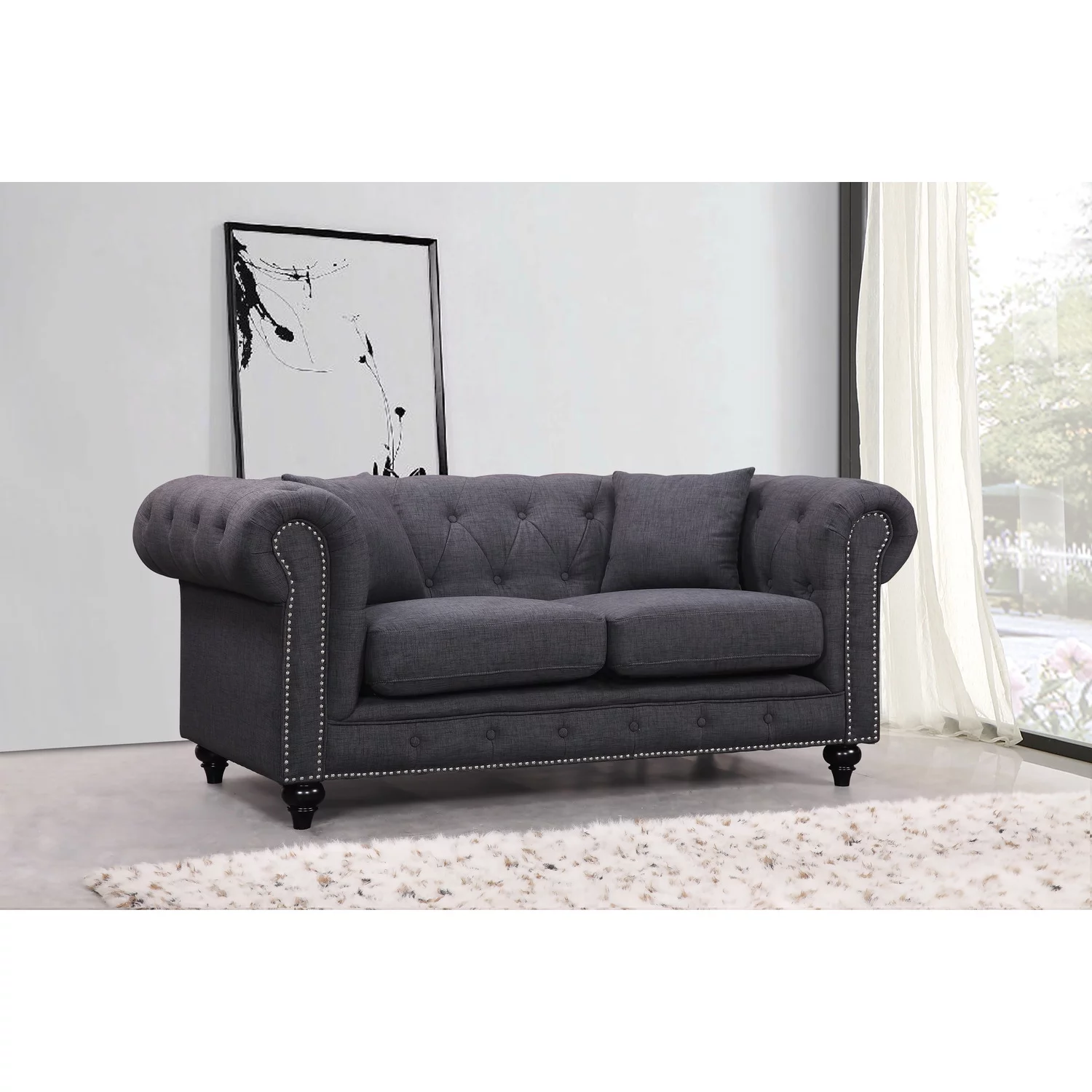 Chesterfield Loveseat with Accent Pillows