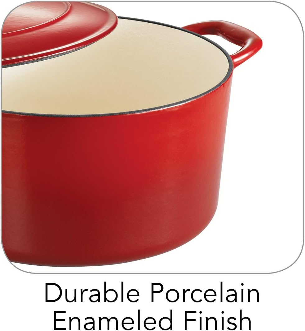 Tramontina Covered Round Dutch Oven Enameled Cast Iron 6.5-Quart, Gradated Red, 80131/048DS