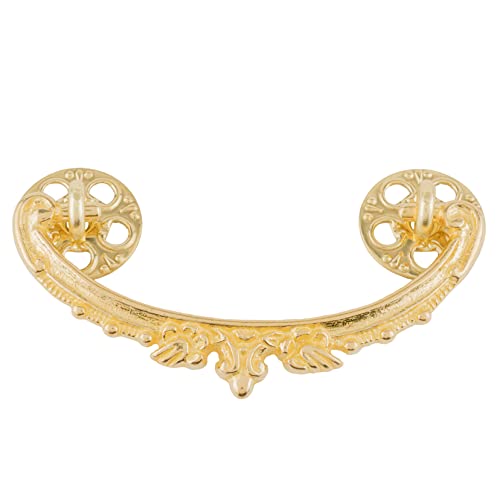 Victorian Style American Oak Design Brass Drawer Bail Pull | Centers: 3