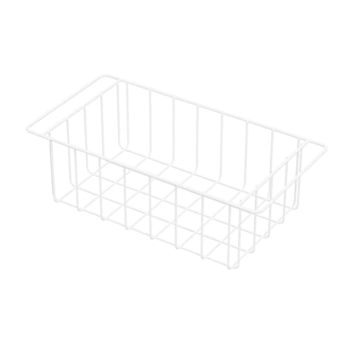 Freezer Wire Baskets, Kitchen Storage Organizer Bins for Chest and Upright Freezer, Refrigerator Dividers Containers with Handles - Pearl White (3)