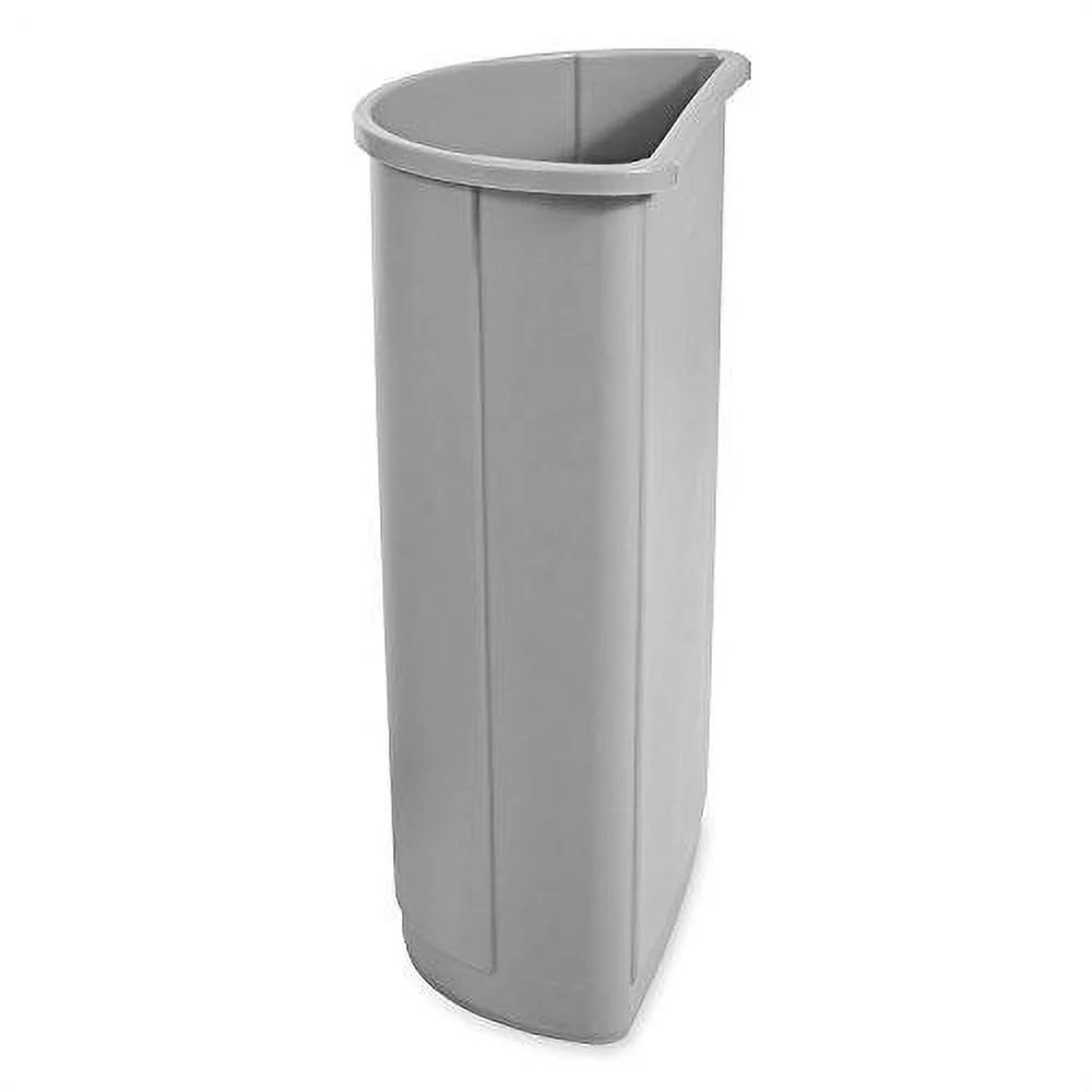 Untouchable Waste Container, Half-Round, Plastic, 21gal, Gray