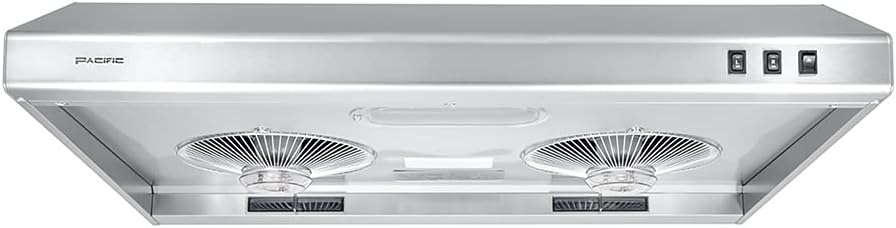 PACIFIC 30'' Economy Under Cabinet Range Hood, Stainless Steel, CFM550, 2-speed settings, rocker switch, Filter-less design, affordable hood great for builders and landlord