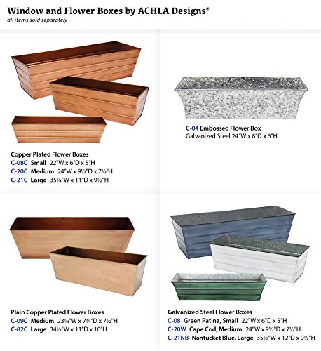 Achla Designs C-82C Plain Copper Flowerbox, Large Copper Window Flowerbox Planter, Large, Antique Copper Finish