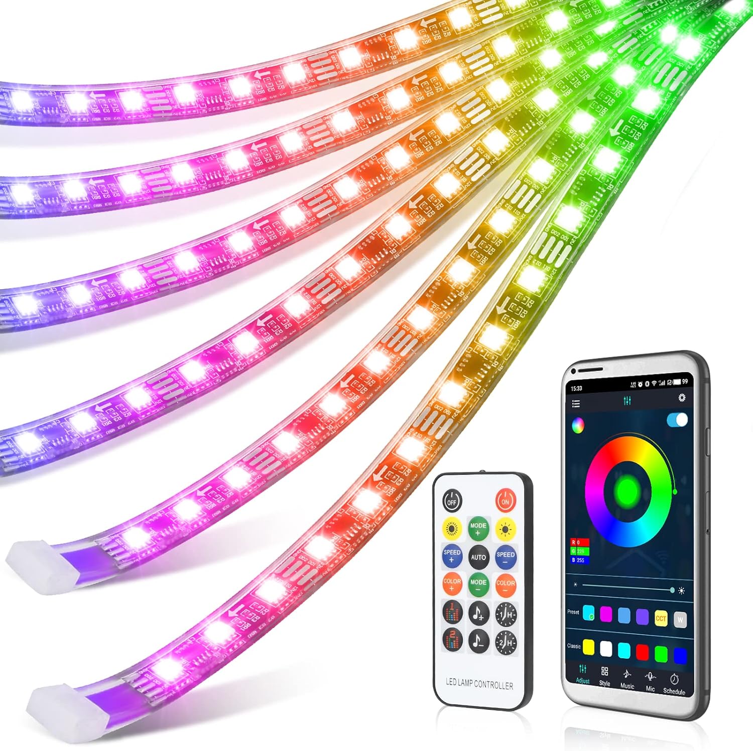 Car Underglow Lights Exterior, LED Underbody Light Kit, 6 PCS Car Underglow Lights Music Sync DIY Mode, Glow Light Kits for Car SUV Ttruck