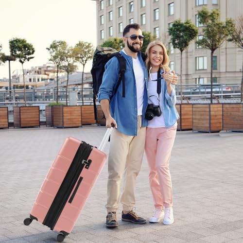 Sweetcrispy Carry on Luggage, Hard Shell ABS, Double Spinner Wheels Lightweight Suitcase TSA Lock, Navy Blue, 24 Inch