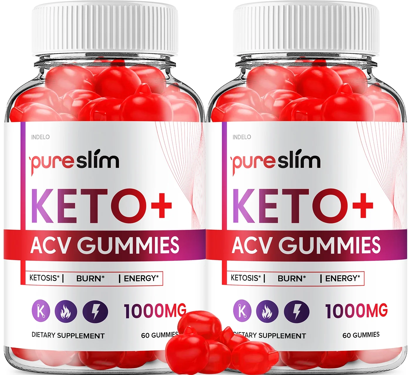 (2 Pack) Pure Slim Keto + ACV Gummies - Pure Slim Keto ACV Gummies Advanced Weight Loss, Maximum Strength Supplement (120 Gummies)