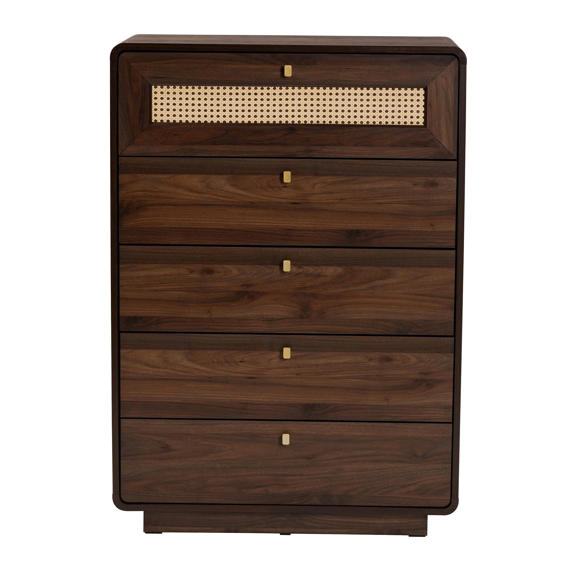 Baxton Studio Jenibelle Classic Chest, 5-Drawer, Walnut Brown