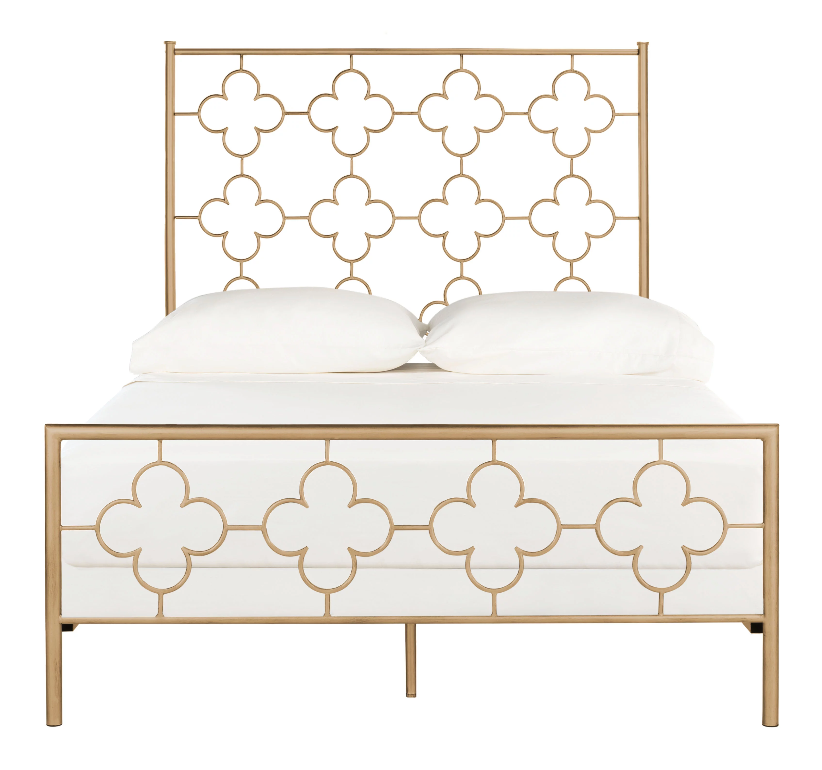 SAFAVIEH Morris Geometric Glam Lattice Metal Headboard, Queen, Antique Gold