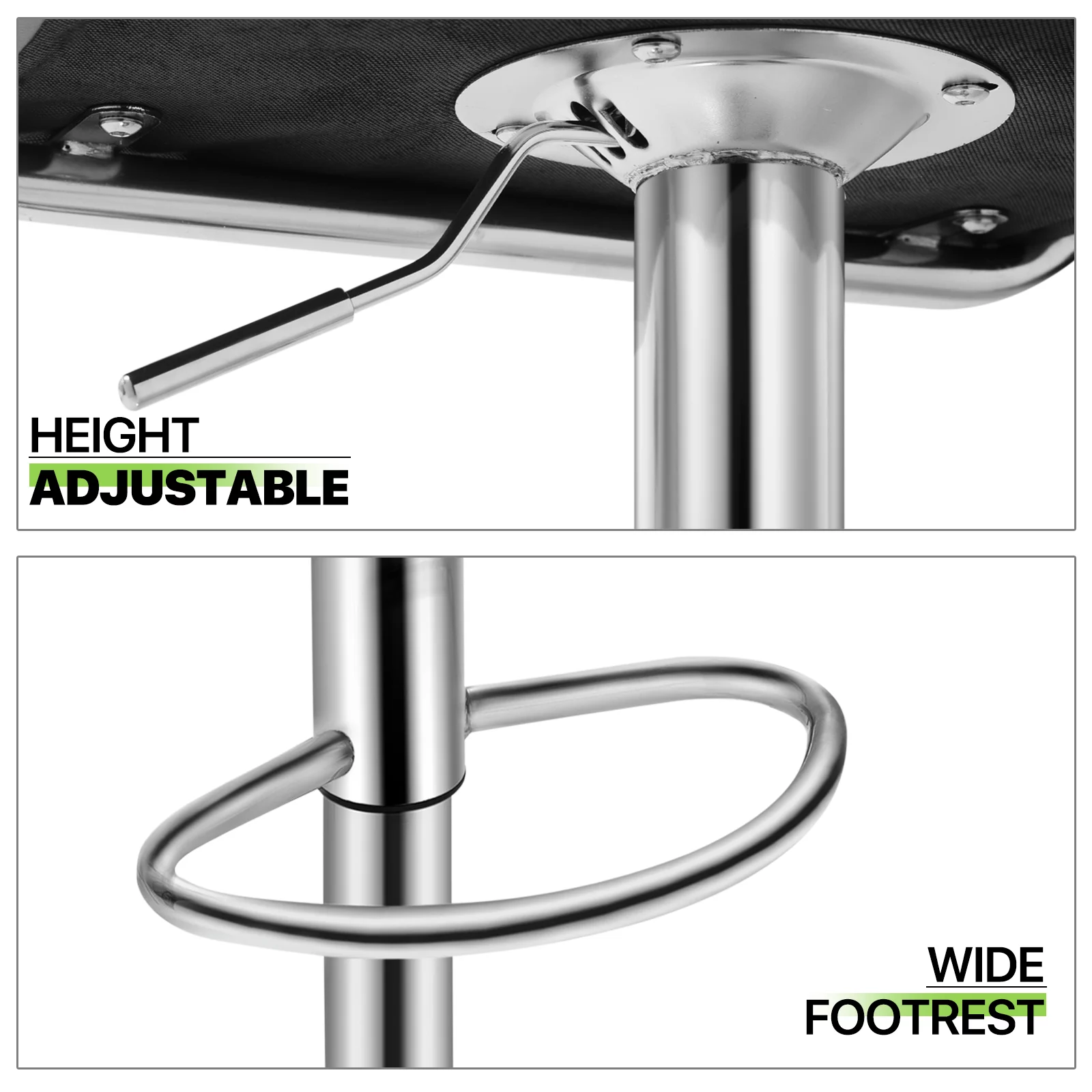 Magshion Set of 2 Faux Leather Adjustable Bar Stools 360 Degree Swivel Barstools with Backrest Footrest Black