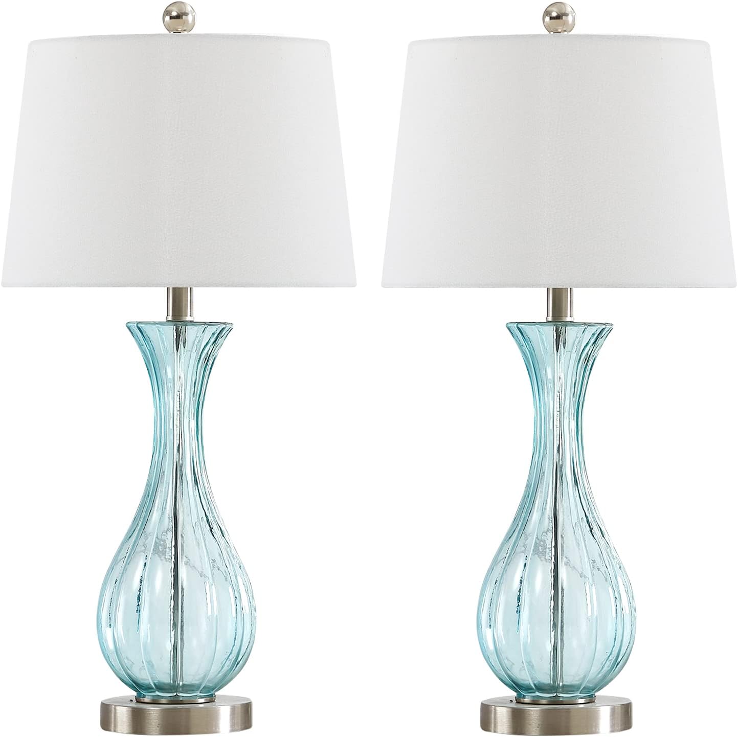 Maxax Coastal Glass Table Lamps Set of 2, Modern 25.5