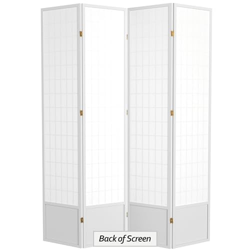 Red Lantern 7 ft. Tall Window Pane Shoji Screen-White-3 Panels Room Divider