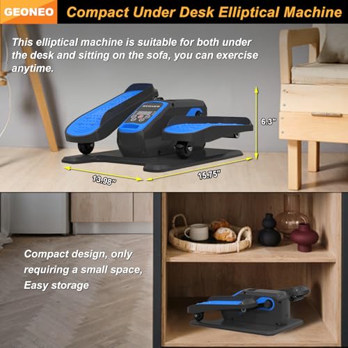 Under Desk Elliptical Machine, Electric Ellipse Leg Exerciser for Senior, Quiet and Compact Electric Seated Pedal Exerciser for Home with Monitor, Remote Control and 12 Adjustable Speeds