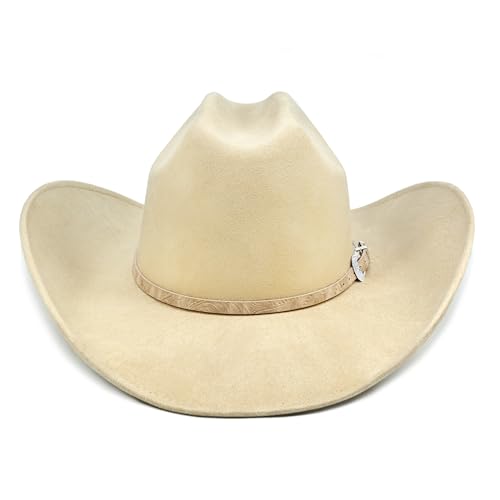 Cowboy Hat for Women and Men with Shapeable Wide Brim - Felt Cattleman Western Hats for Cowboys and Cowgirls