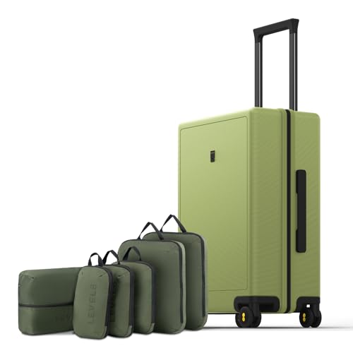 LEVEL8 Hard Shell Carry on Luggage Airline Approved, Carry-on Suitcases with Wheels, Lightweight Luminous Textured Hardside Travel Bag with Tsa Lock, 20 Inch, Black