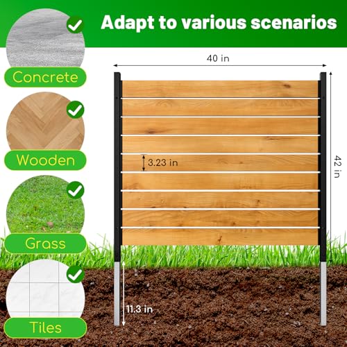 2 Panels No Dig Wooden Privacy Fence Screen, 42