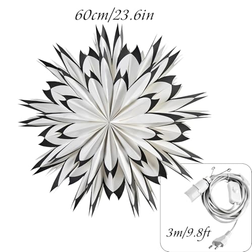 SUNBEAUTY 3 Pcs 9-Pointed White Paper Star Lanterns 12 Inch Hanging Lampshade Wedding Birthday Christmas Home Party Decoration