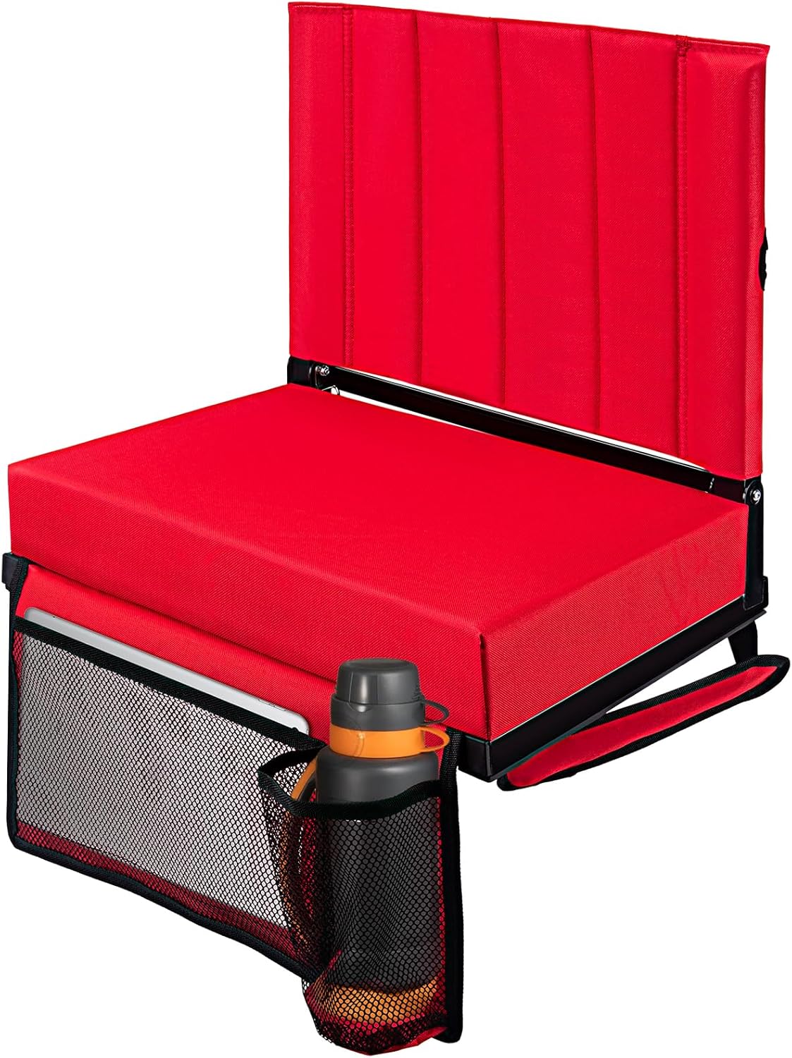 Stadium Seats with Back Support, Bleacher Chairs with Back and Cushion, Stadium Chair with Thick Padded Cushion, Shoulder Strap and Side Pocket - Portable Bleacher Seat for Sports Events