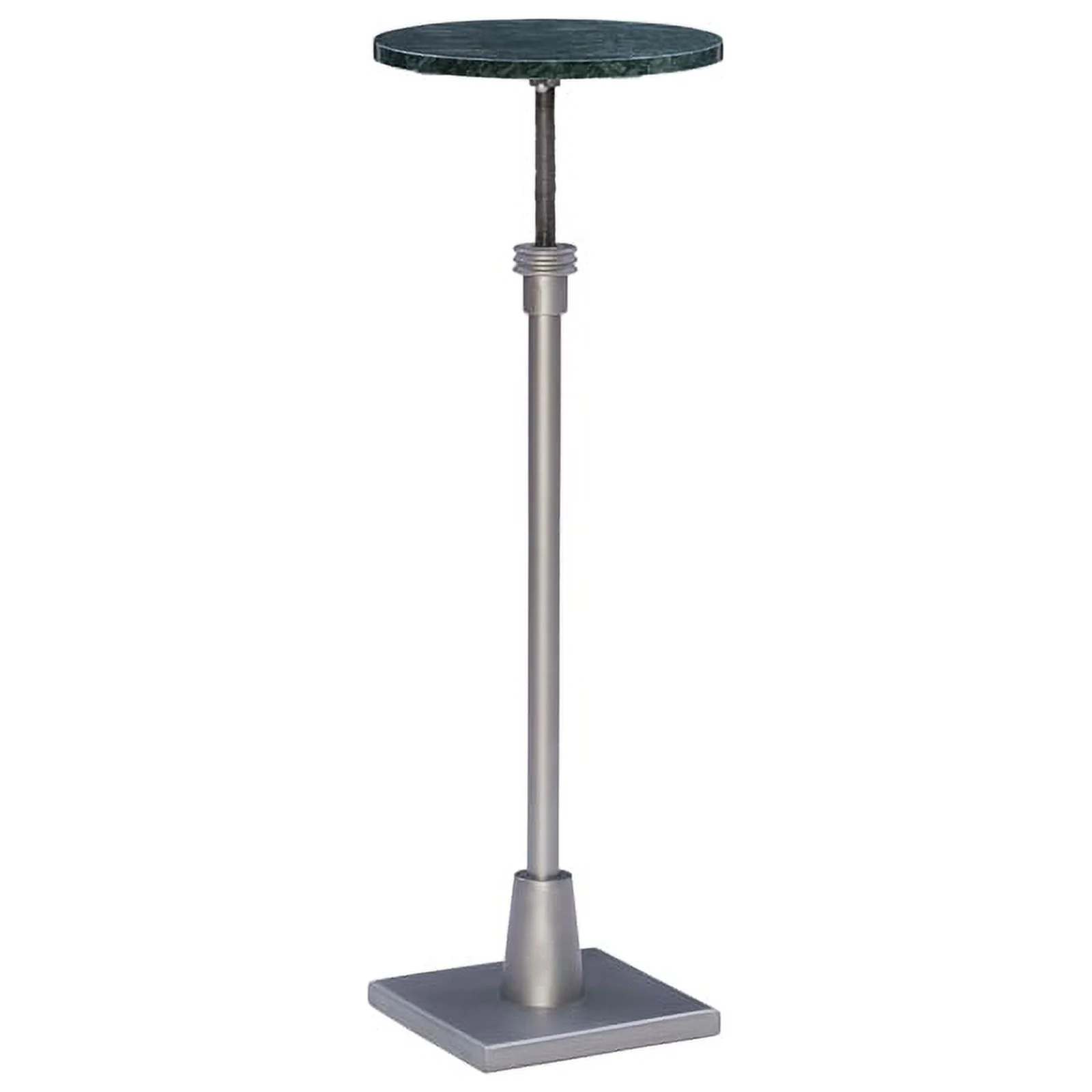 Linon Gavin Adjustable Metal and Green Marble Drink Accent Table in Silver