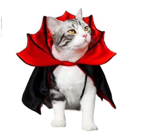 4-Piece Halloween Pet Cosplay Vampire Cloak Wear for Small Dog Cat Kitten Puppy Pet Clothes Halloween(Red)
