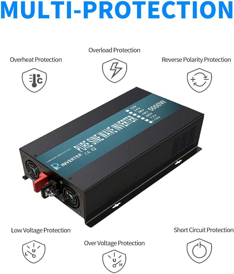 WZRELB Strong Driving Capacity 2500W 24VDC to 120VAC Pure Sine Wave Inverter Power Converter (RBP250024B1)