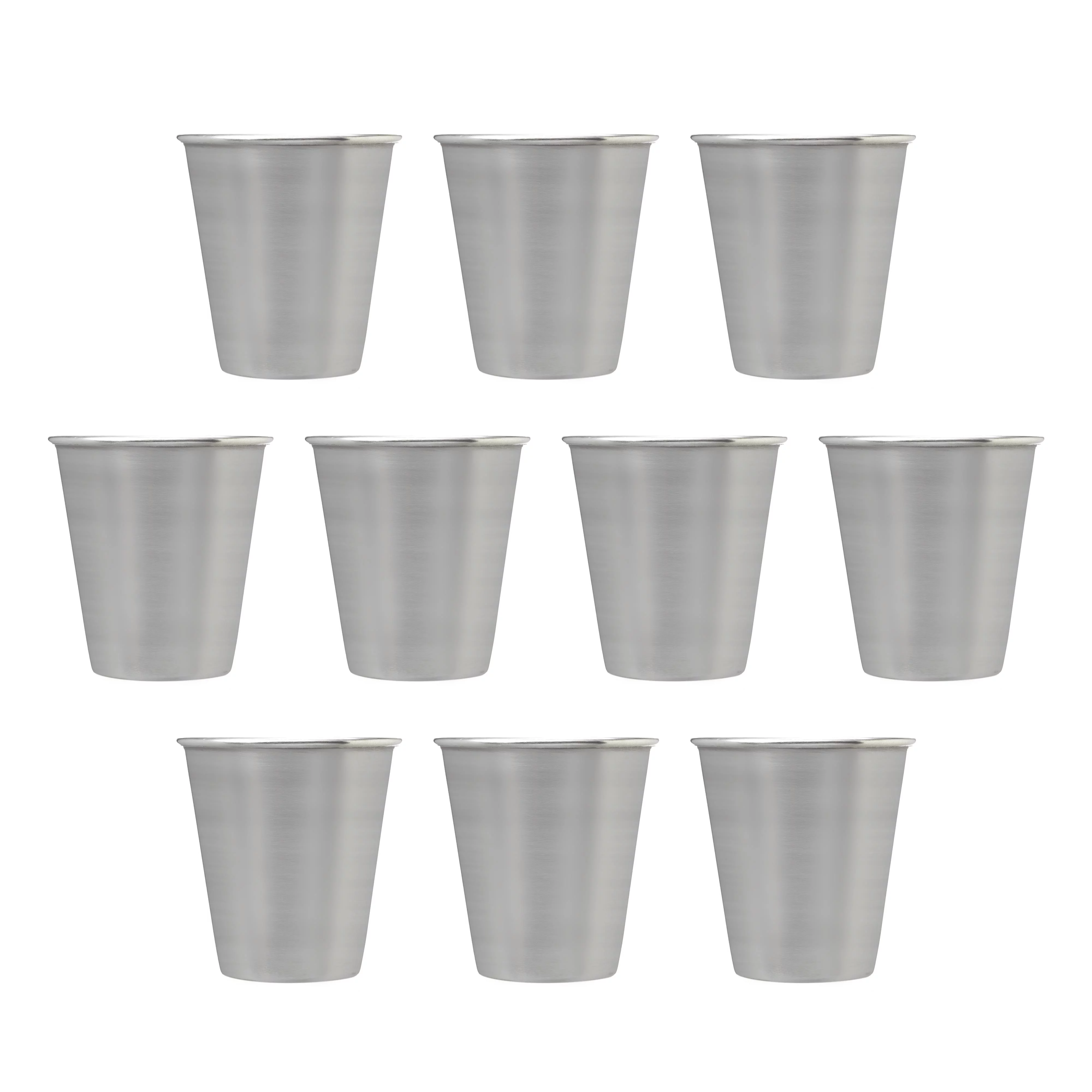 Metal Shot Glasses 2.5 oz. Set of 10, Bulk Pack - Great for Weddings, Birthdays, Parties - Stainless Steel