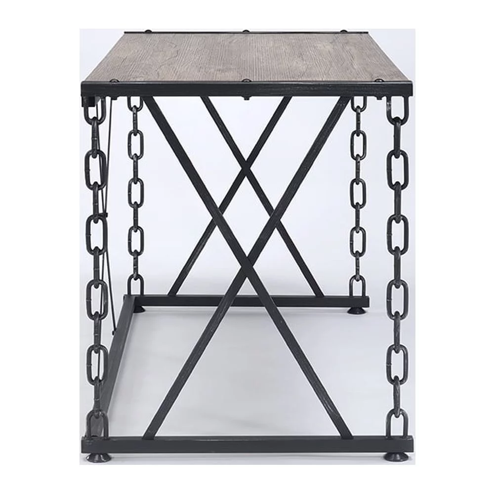 ikayaa Jodie Console Table in Rustic Oak & Black Finish