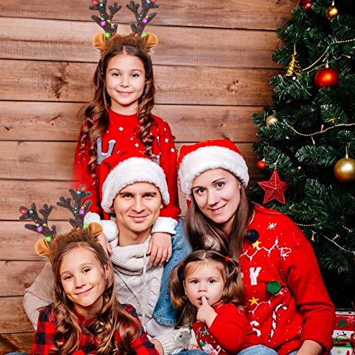 HANSGO LED Reindeer Antlers Headband with Bells - Christmas Reindeer Ears