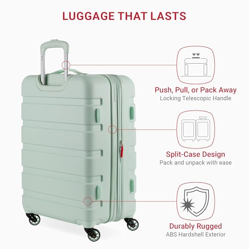 SwissGear 7366 Hardside Expandable Luggage with Spinner Wheels, White, Carry-On 19-Inch