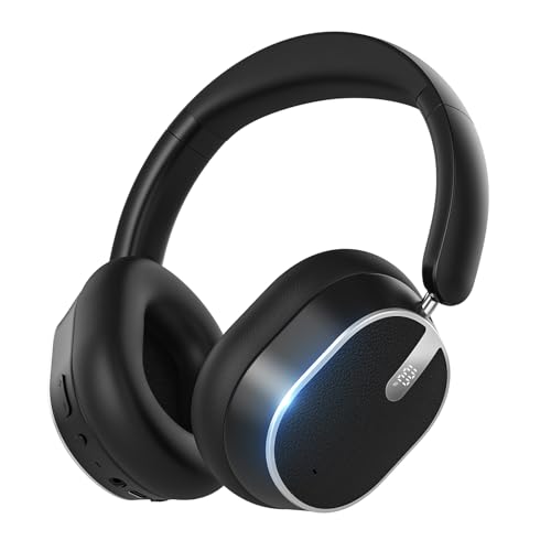 Hybrid Active Noise Cancelling Headphones, Wireless Over Ear Bluetooth Headphones, Foldable Wireless Headset, 60H Playtime, Hi-Res Audio, Deep Bass, Memory Foam Ear Cups, Perfect for Travel & Office