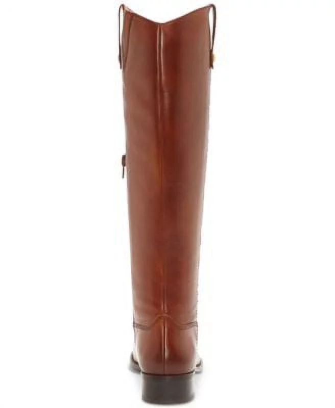 INC Womens Brown Elastic Goring Pull Tab At Sides Cushioned Studded Fawne Round Toe Block Heel Zip-Up Leather Riding Boot 10