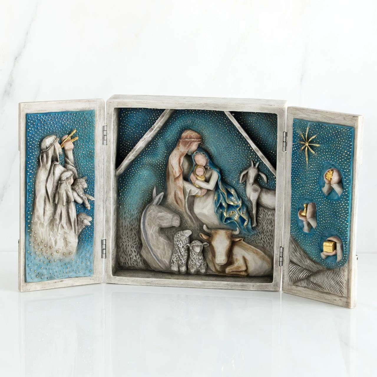 Willow Tree Starry Night Nativity, sculpted hand-painted nativity triptych