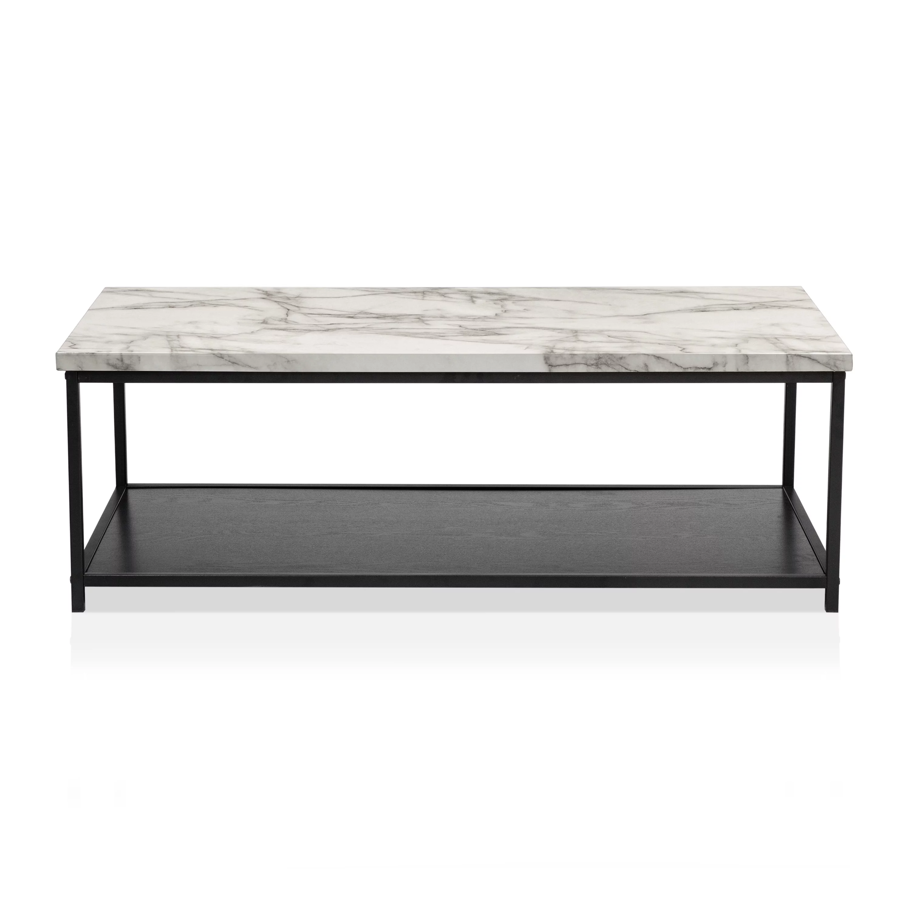 Furniture of America Mesto Contemporary Marble Coffee Table, White/Black