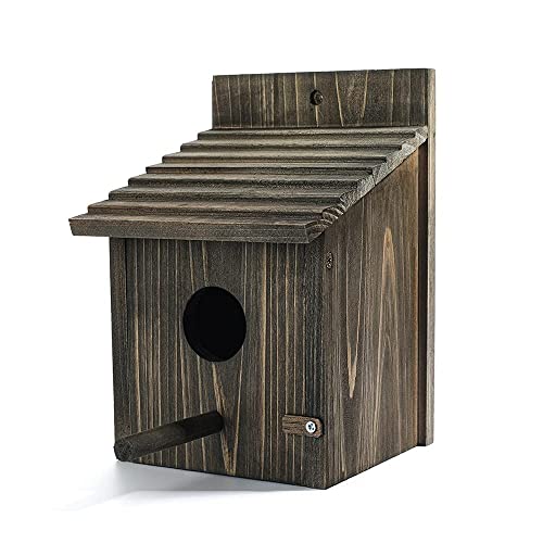 Weatherproof Bird House, Wooden Bird Houses for Outside with Pole, Durable Birdhouse for Finch, Bluebird, Cardinals, Hanging Birdhouse Garden Country Cottages
