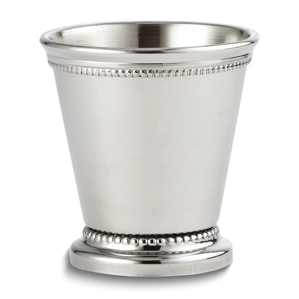 Nickel-plated Stainless Steel Beaded Small 4 ounce Mint Julep Cup Q-GP8600