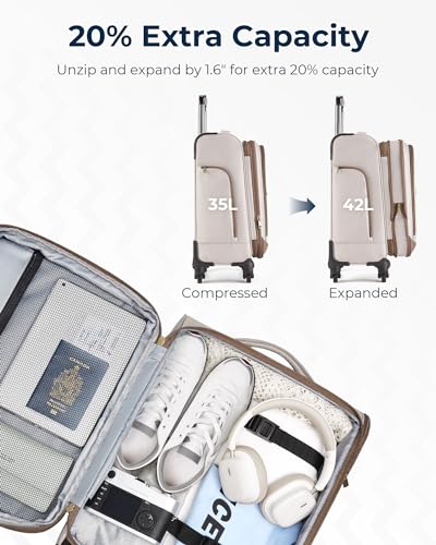 BAGSMART Carry-On Luggage Airline Approved, 20 inch Expandable Suitcase with Duffel bag, Softside Lightweight Suitcases with Spinner Wheels, Durable Travel Luggage, Carry-On Gray