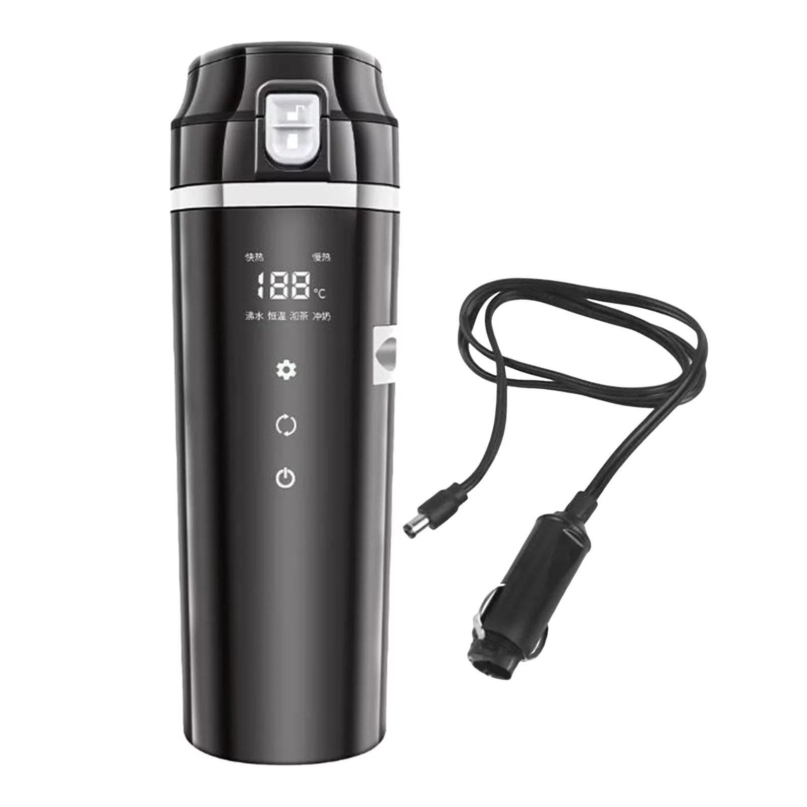 12V/24V Car Kettle Boiler, Smart, Heating Car Cup ,Heating Hot Water Kettle for Heating Water Milk Heated ,Coffee Black