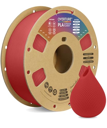 OVERTURE PLA Filament 1.75mm PLA 3D Printer Filament, 2kg Cardboard Spool (4.4lbs), Dimensional Accuracy +/- 0.02mm, Fit Most FDM Printer (Black 2-Pack)