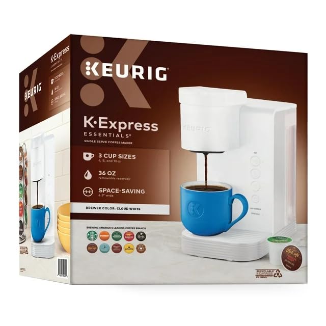 KeurigK K-Express Essentials Single Serve K-Cup Pod Coffee Maker, Fast & Fresg-Brewed & Travel Mug Friendly & 36oz Removable Reservoir (Black), Compact