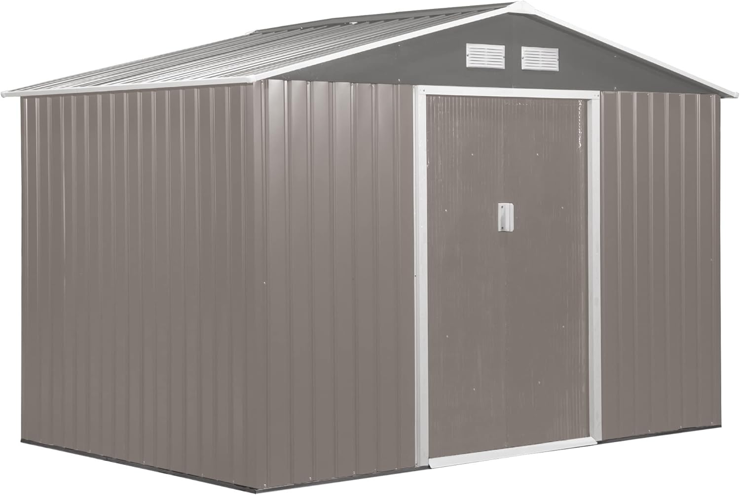 Outsunny 9' x 6' Outdoor Backyard Metal Garden Utility Storage Shed - Gray/White