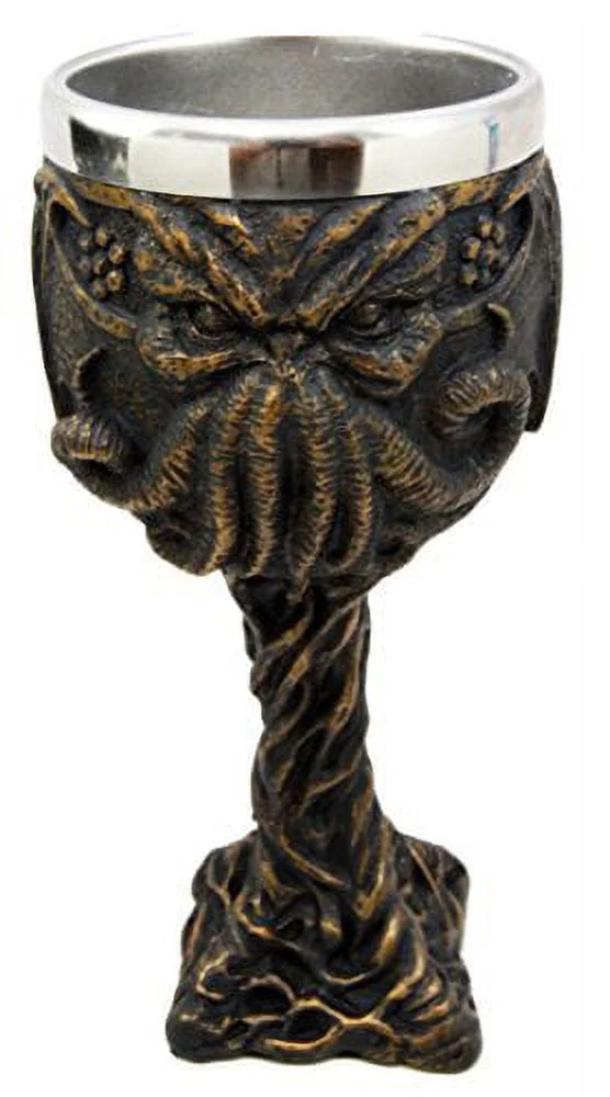 Atlantic Collectibles Cthulhu Mythos Cosmic Giant Octopus The Great One 8oz Resin Wine Goblet Chalice With Stainless Steel Liner