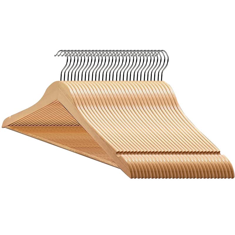 20 Pack Wooden Hangers Suit Hangers Skirts Hangers Coat Hangers with Clips， Wooden Hangers for Jacket/Skirt/Coat/Dress/Blouse(Vintage, 20)