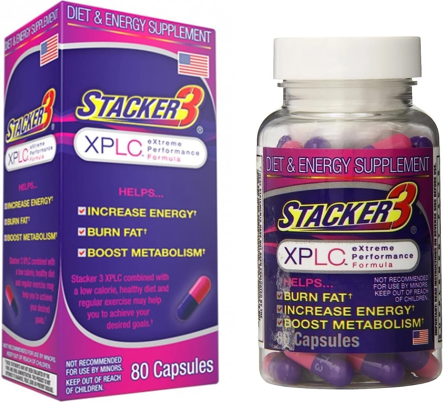 Stacker 3 XPLC Body Metabolism and Fat Burner Boosting 80 capsules