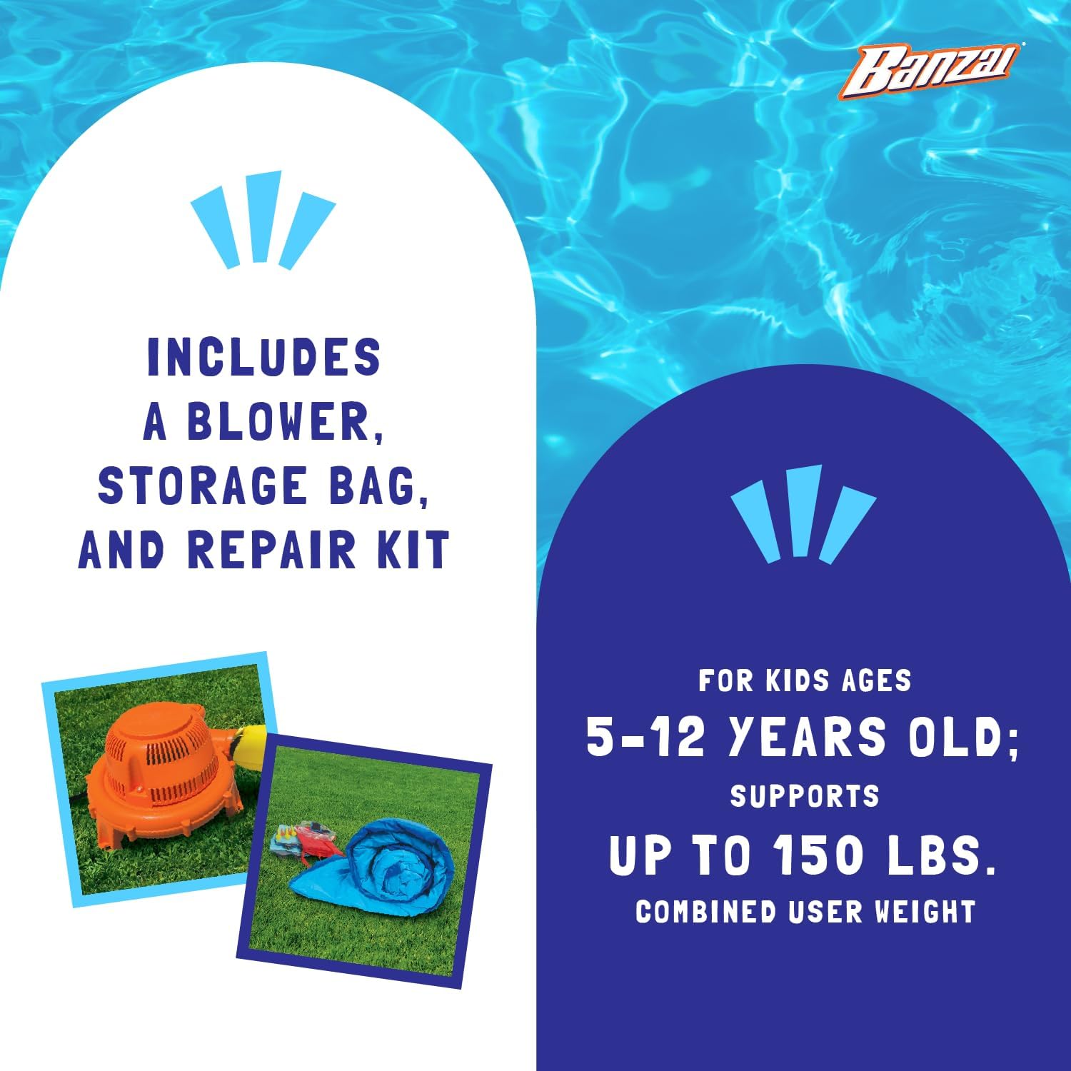 Banzai Climb ’N’ Bounce Bounce House with Slides, Basketball Hoops, Soccer Ball, and Blower