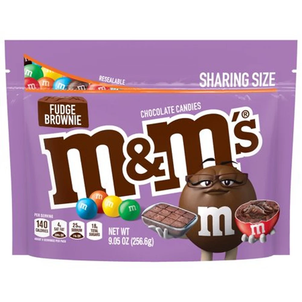 M&M's Fudge Brownie Sharing Size Chocolate Candy Stand up (Pack of 4)