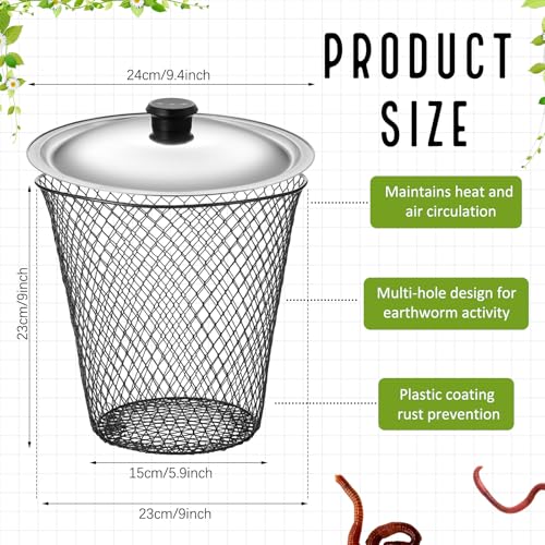 4 Pcs Inground Worm Composter with Lids 9.1 x 9.1 x 5.9 Inch Farm Worm Compost Bin Outdoor for Recycling Kitchen Food Waste to Raised Garden Beds