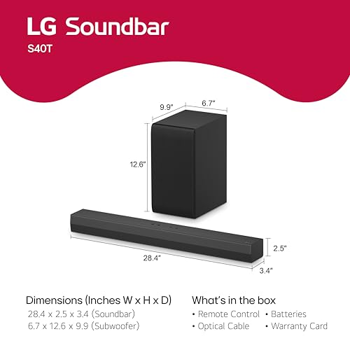 LG S20A 2.0 ch. Soundbar, Dolby Digital, TV Synergy, Wow Interface, DTS Digital Surround (New 2025 Model)