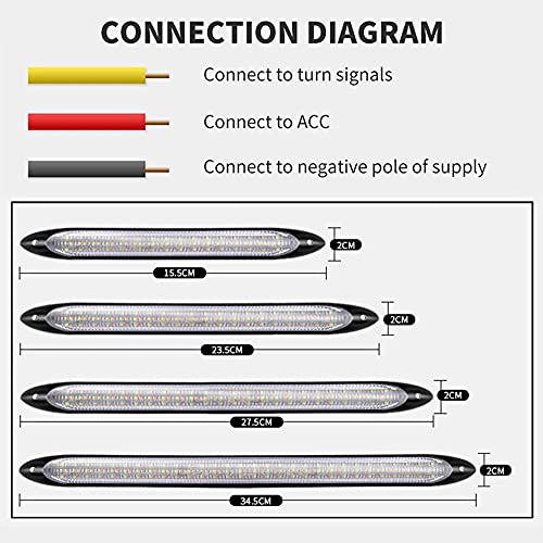 YSY Led Car DRL Daytime Running Lights Strip Waterproof 12V Auto Headlight Sequential Turn Signal Yellow Flow Day Light Universal 2Pcs (34.5cm, white and yellow)