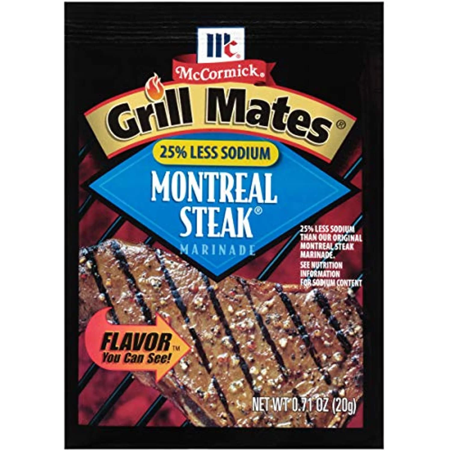 Mccormick Grill Mates 25% Less Sodium Montreal Steak Marinade Mix, 0.71 Oz (Pack Of 12)